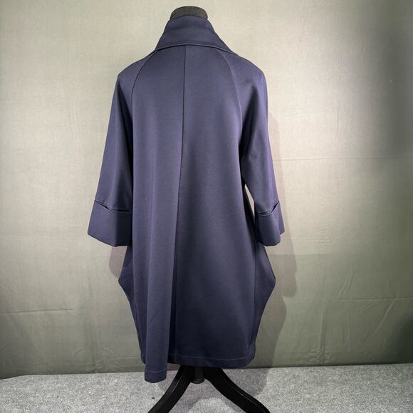 Joseph Ribkoff Jacket Women’s 2 Classic Cocoon Ponte Knit Evening Coat Navy Blue - Picture 3 of 14